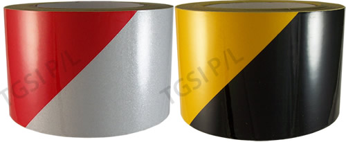 reflective tape stripe yellow and black. white and red hazard
